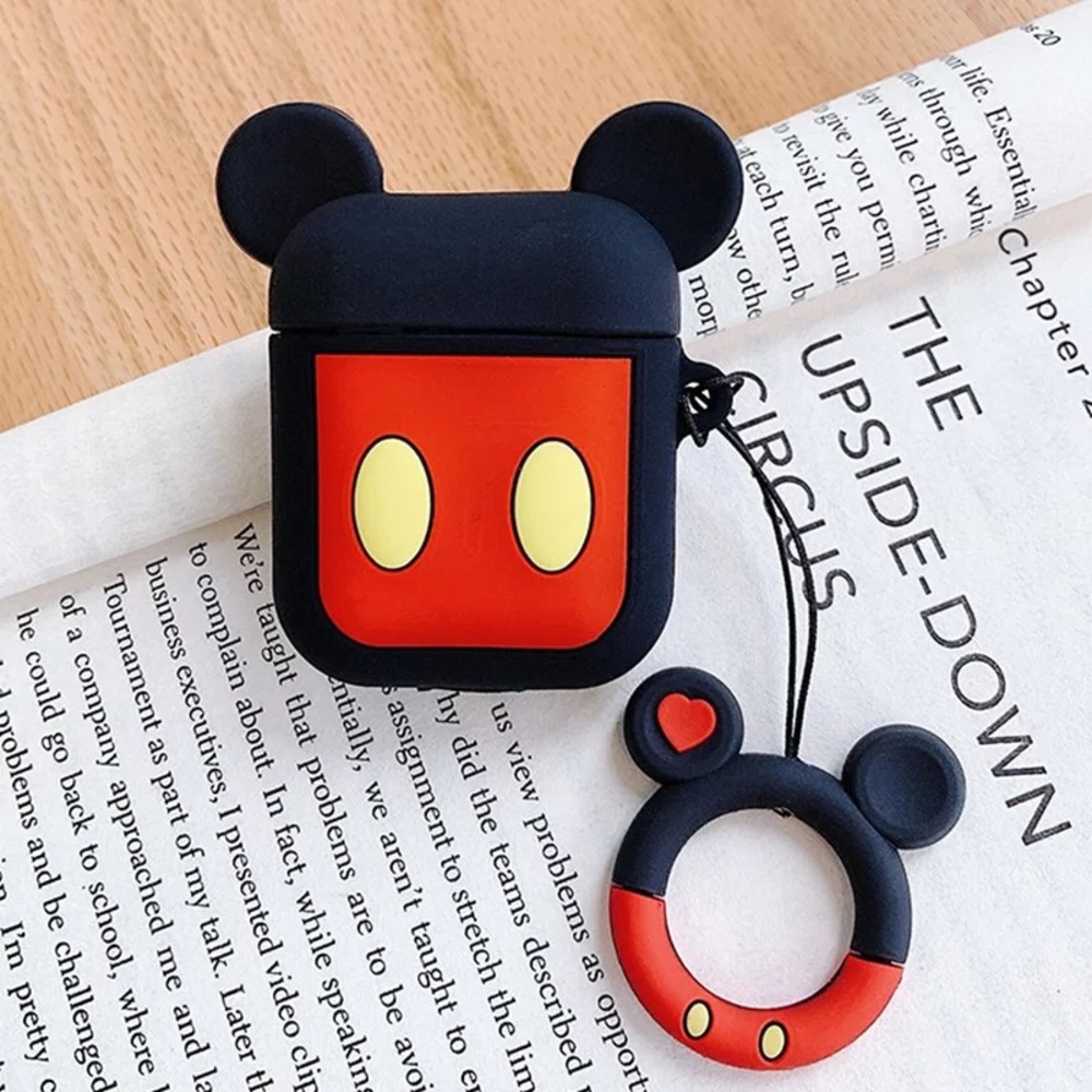 Disney Mickey Mouse Wireless Earbud Case Cover AirPods (Gen 1/2) Red Black - Picture 3 of 3